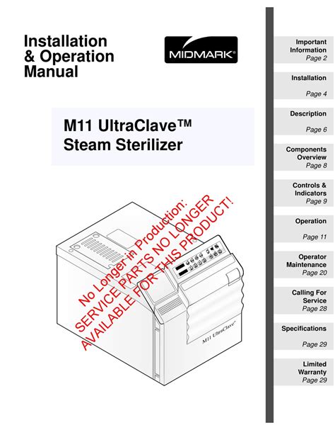 midmark maintenance equipment instructions